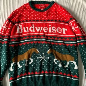 Budweiser Christmas Sweater with Clydesdales Vintage Look Size XL